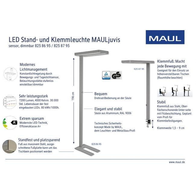 Lampă de Podea LED cu Senzor MAULjuvis, Reglabilă